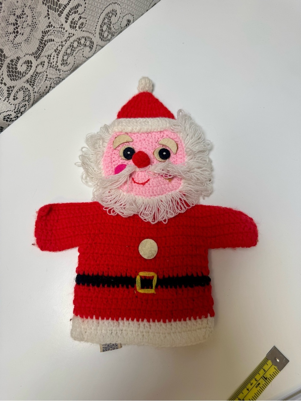 Santa Claus Crochet Puppet - 1975 Red & White